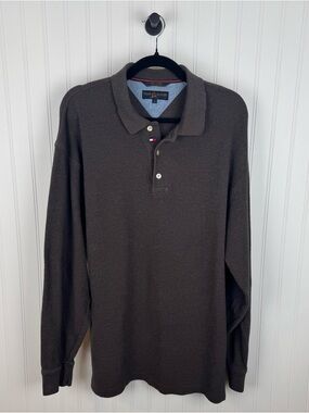Tommy Hilfiger Golf Brown Long Sleeve Polo Shirt Men’s Large Classic Fit